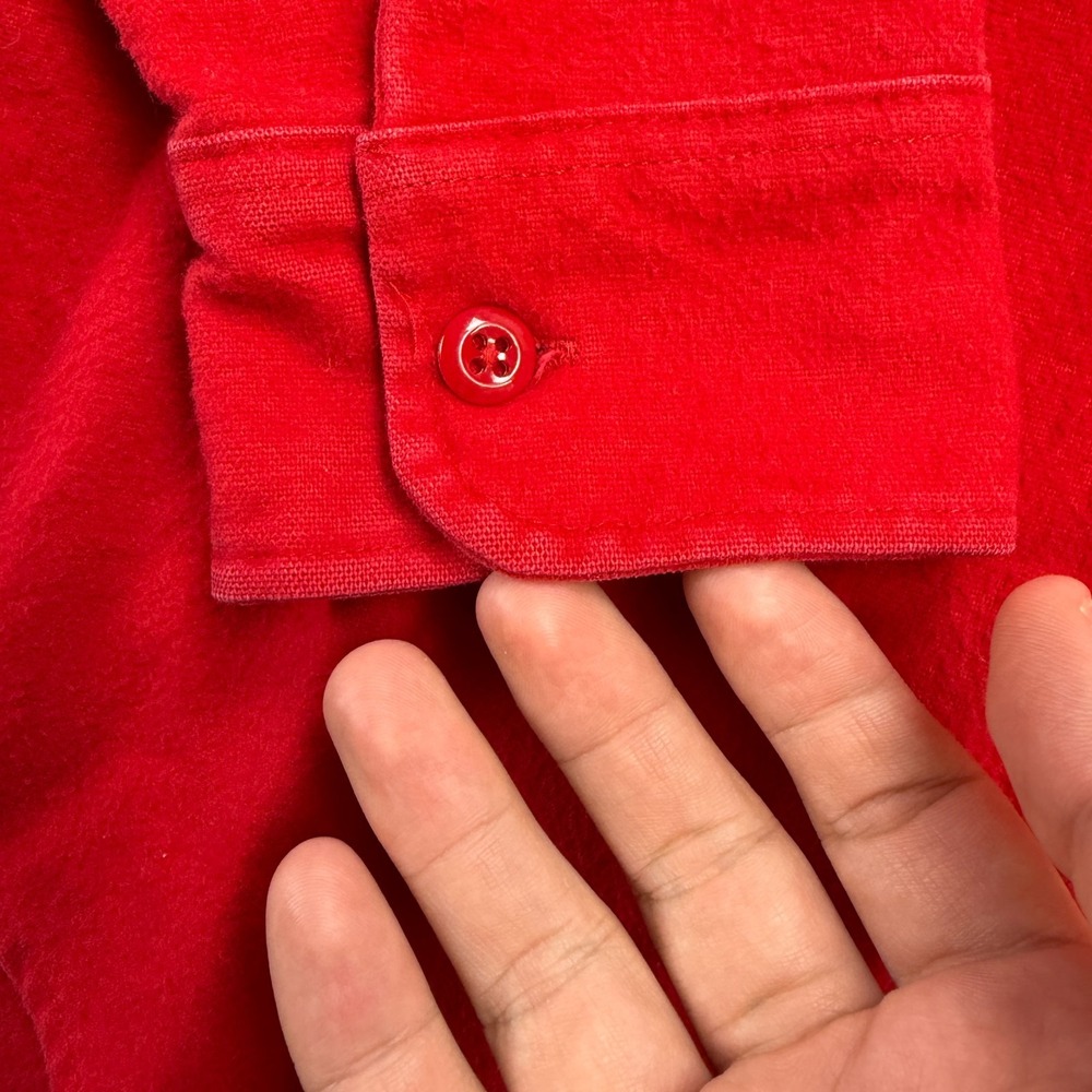 VTG Woolrich Shirt Mens Large Red Chamois Cloth Flannel Heavy Workwear Chore 90s - Picture 3 of 10